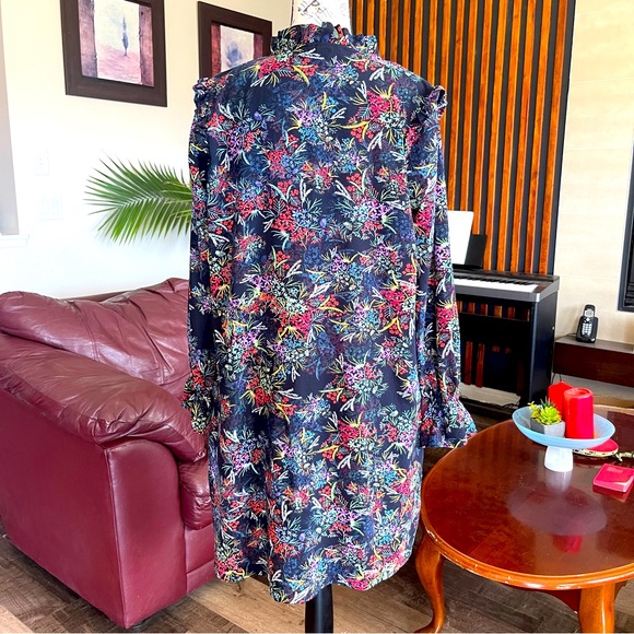 H&M Floral Dark Blue Color Boho Style Mini Dress - Picture 6 of 8